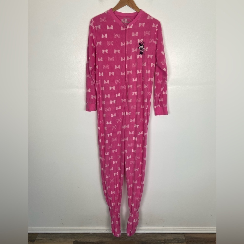 Disney Women’s Fleece Jumpsuit Pajama Sleepwear Size M Minnie Mouse Color‎ Pink